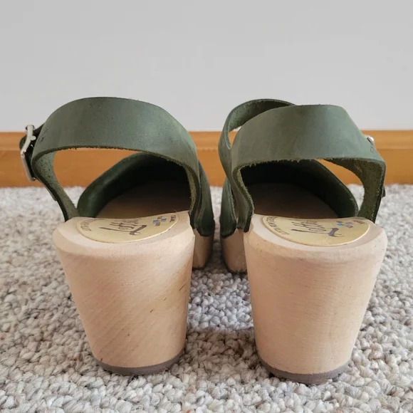 Olive Green Women's Clogs - Picture 6 of 9